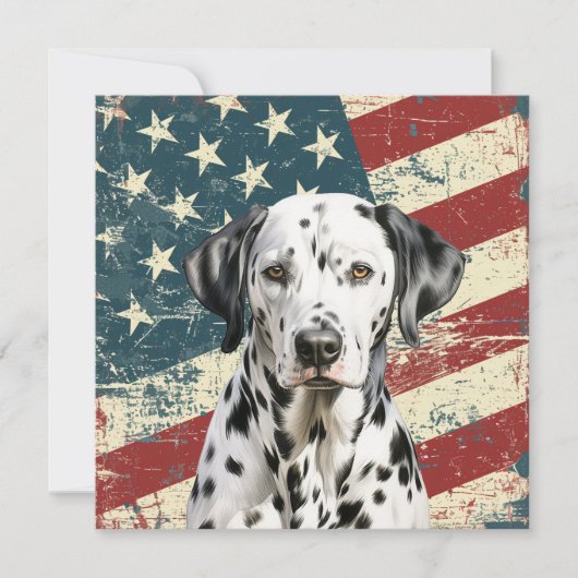 Grunge American Flag Dalmatian Flat Card (Voorkant)