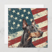 Grunge American Flag Doberman Pinscher Flat Card (Voorkant / Achterkant)
