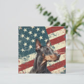 Grunge American Flag Doberman Pinscher Flat Card (Staand voorkant)