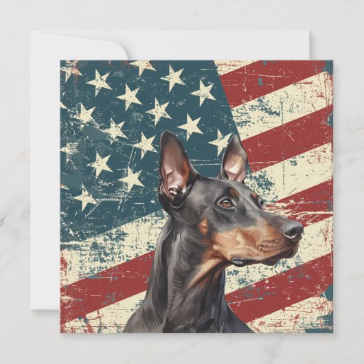 Grunge American Flag Doberman Pinscher Flat Card (Voorkant)