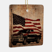 Grunge American Flag en Black Truck Patriotic Keramisch Ornament (Rechts)