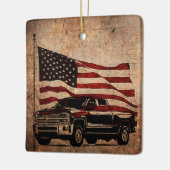 Grunge American Flag en Black Truck Patriotic Keramisch Ornament (Links)