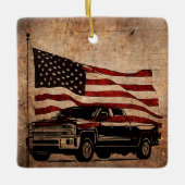 Grunge American Flag en Black Truck Patriotic Keramisch Ornament (Voorkant)