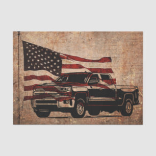 Grunge American Flag en Black Truck Patriotic Tissuepapier
