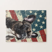 Grunge American Flag French Bulldog Legpuzzel (Horizontaal)