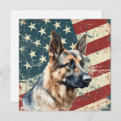 Grunge American Flag German Shepherd Dog Flat Card (Voorkant / Achterkant)