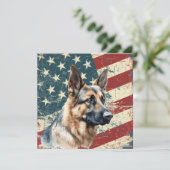 Grunge American Flag German Shepherd Dog Flat Card (Staand voorkant)