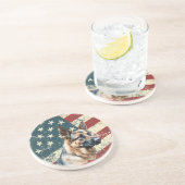 Grunge American Flag German Shepherd Dog Zandsteen Onderzetter (Zijkant)