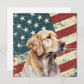 Grunge American Flag Golden Retrieve Dog Flat Card (Voorkant / Achterkant)