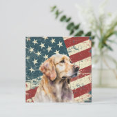 Grunge American Flag Golden Retrieve Dog Flat Card (Staand voorkant)
