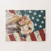 Grunge American Flag Golden Retriever Dog Legpuzzel (Horizontaal)