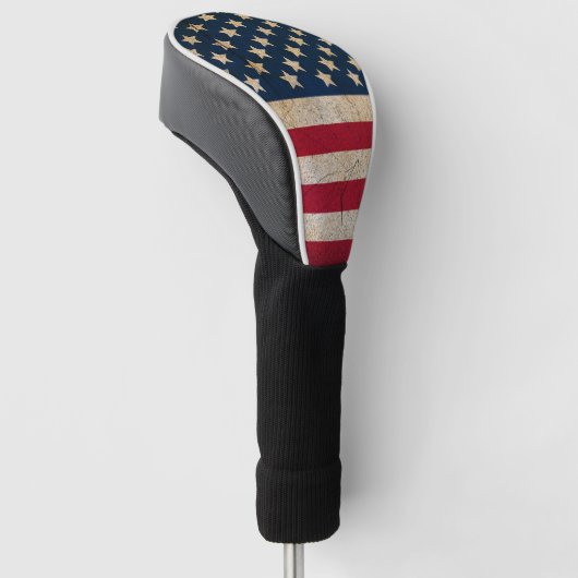  Grunge American Flag Golf Head Hoesje Golfheadcover (Schuin)