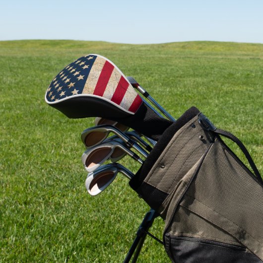 Grunge American Flag Golf Head Hoesje Golfheadcover (Insitu)