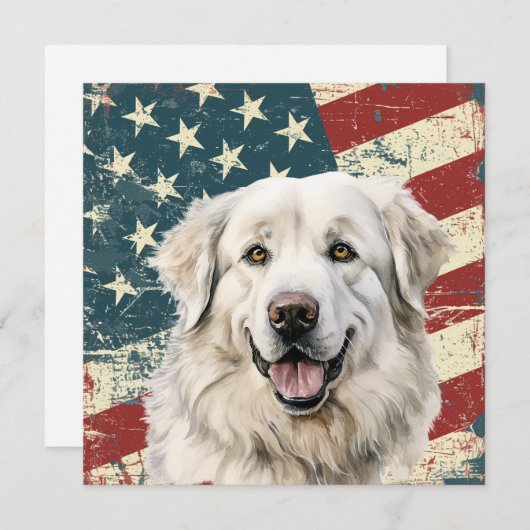 Grunge American Flag Great Pyrenees Flat Card (Voorkant / Achterkant)
