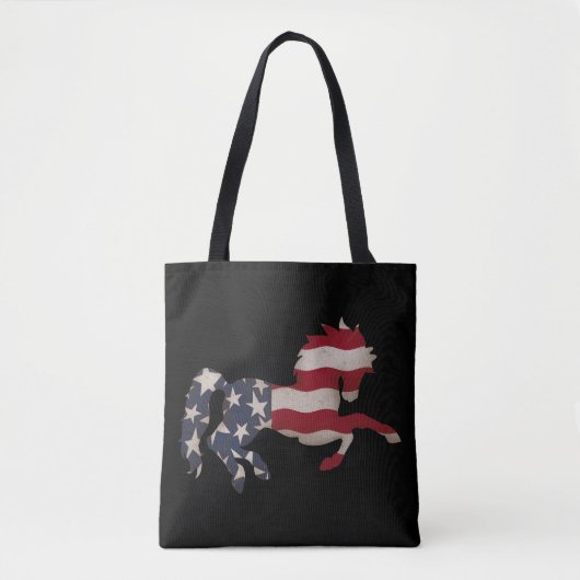 Grunge American Flag Horse Silhouette Tote Bag (Voorkant)