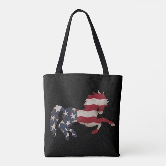 Grunge American Flag Horse Silhouette Tote Bag (Achterkant)