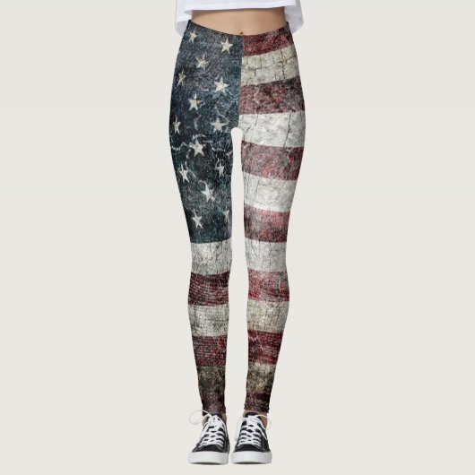 Grunge American Flag Leggings (Voorkant)