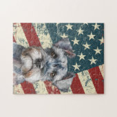 Grunge American Flag Miniature Schnauzer Dog Legpuzzel (Horizontaal)