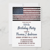 Grunge American Flag Patriotic 50 Birthday Party Kaart (Voorkant)