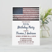 Grunge American Flag Patriotic 50 Birthday Party Kaart (Staand voorkant)
