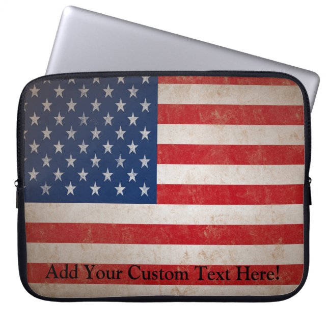  Grunge American Flag Patriotic Design Laptop Sleeve (Voorkant)