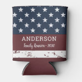 Grunge American Flag Personalized Patriotic Family Blikjeskoeler (Voorkant)