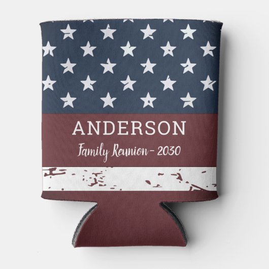 Grunge American Flag Personalized Patriotic Family Blikjeskoeler (Voorkant)