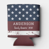 Grunge American Flag Personalized Patriotic Family Blikjeskoeler (Achterkant)