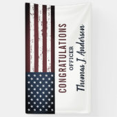 Grunge American Flag Police Retirement Spandoek (Verticaal)