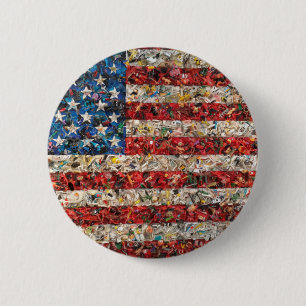 grunge american flag ronde button 5,7 cm