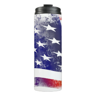 Grunge American Flag Thermal Tumbler Thermosbeker