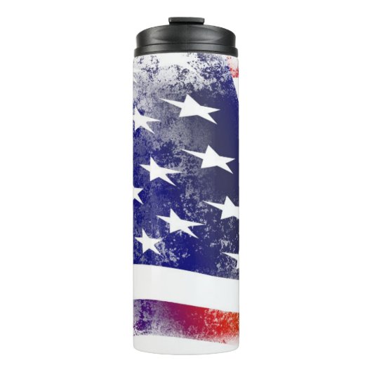 Grunge American Flag Thermal Tumbler Thermosbeker (Voorkant)
