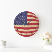  Grunge American Flag wereldbol-vormig Grote Klok (Huis)