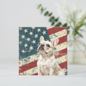 Grunge American Flag White French Bulldog (Staand voorkant)