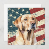 Grunge American Flag Yellow Labrador Flat Card (Voorkant / Achterkant)