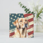 Grunge American Flag Yellow Labrador Flat Card (Staand voorkant)
