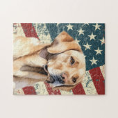 Grunge American Flag Yellow Labrador Retriever Dog Legpuzzel (Horizontaal)