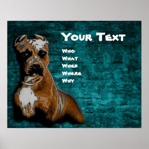 Grunge American Pitbull Terrier Portret Poster