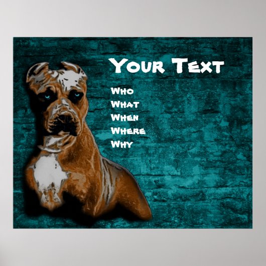 Grunge American Pitbull Terrier Portret Poster (Voorkant)