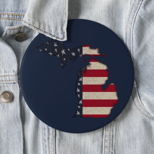 Grunge Americana Michigan | Patriottisch Ronde Button 6,0 Cm (In situ)
