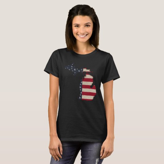 Grunge Americana Michigan T-shirt (Voorkant volledig)