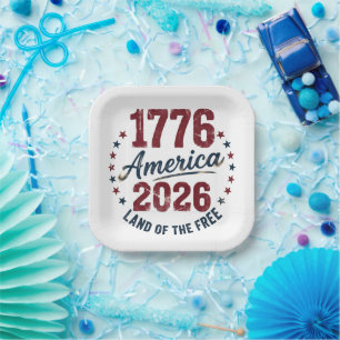 Grunge Amerika 1776 - 2026 Land van de Vrijen  Papieren Bordje