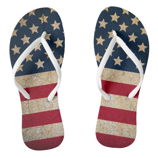 Grunge Amerikaanse Vlag 4 juli Teenslippers (Voetbed)
