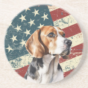 Grunge Amerikaanse Vlag Beagle Hound Hond Zandsteen Onderzetter