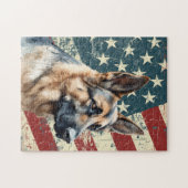 Grunge Amerikaanse Vlag Border Collie Hond Legpuzzel (Horizontaal)