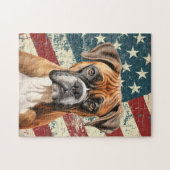 Grunge Amerikaanse Vlag Boxer Hond Legpuzzel (Horizontaal)