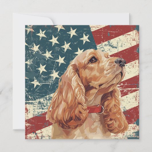 Grunge Amerikaanse Vlag Cocker Spaniel Hond (Voorkant)