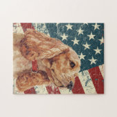 Grunge Amerikaanse Vlag Cocker Spaniel Hond Legpuzzel (Horizontaal)