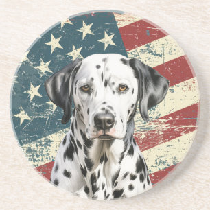Grunge Amerikaanse Vlag Dalmatiër Zandsteen Onderzetter