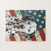 Grunge Amerikaanse Vlag Dalmatische Hond Legpuzzel (Horizontaal)